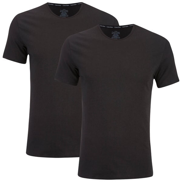 Calvin Klein Men's 2 Pack Crew Neck T-Shirt - Black - L