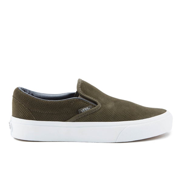 Vans Women's Classic Slip On Perforated Suede Trainers - Tarmac/True White