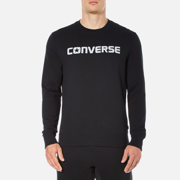 Converse Men's All Star Shield Reflective Print Crew Sweatshirt - Black