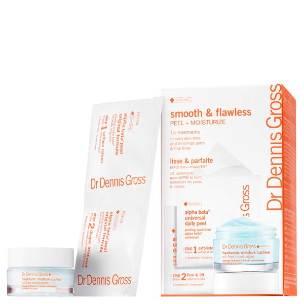Dr Dennis Gross Smooth and Flawless Peel and Moisturize Kit with Hyaluronic Moisture Cushion