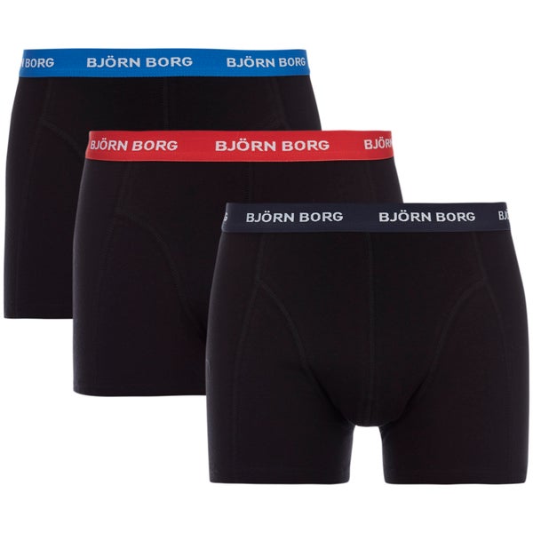 Bjorn Borg Men's Contrast Solids Triple Pack Boxer Shorts - Black