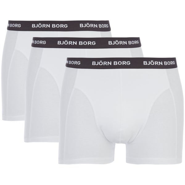 Bjorn Borg Men's Contrast Solids Triple Pack Boxer Shorts - White