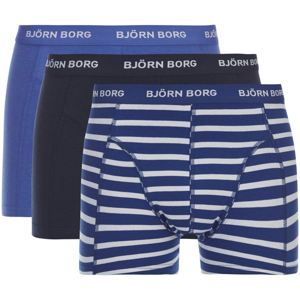 Bjorn Borg Men's 3 Pack Stripe Detail Boxer Shorts - Sodalite Blue