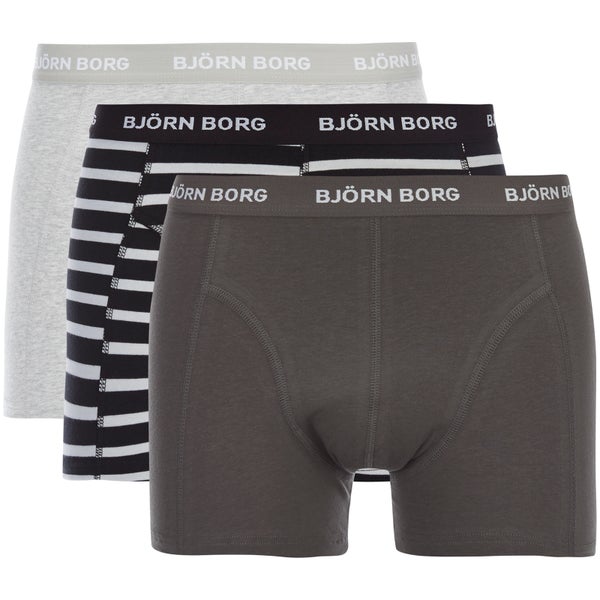 Bjorn Borg Men's 3 Pack Stripe Detail Boxer Shorts - Black