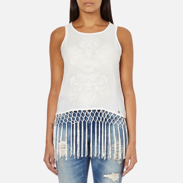 Superdry Women's Vintage Fringed Tank Top - Off White
