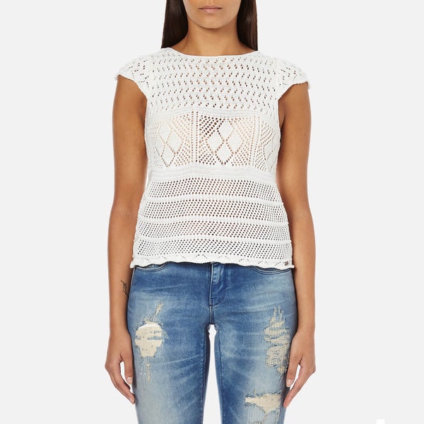 Superdry Women's Alexis Crochet Knitted Top - Off White