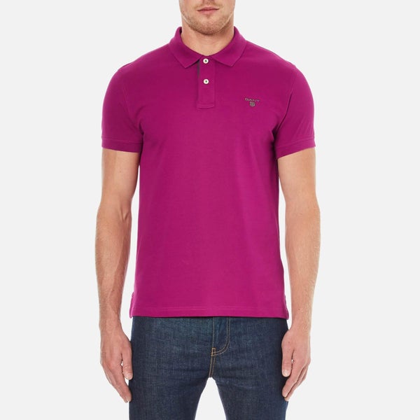 GANT Men's Contrast Collar Pique Polo Shirt - Raspberry Purple
