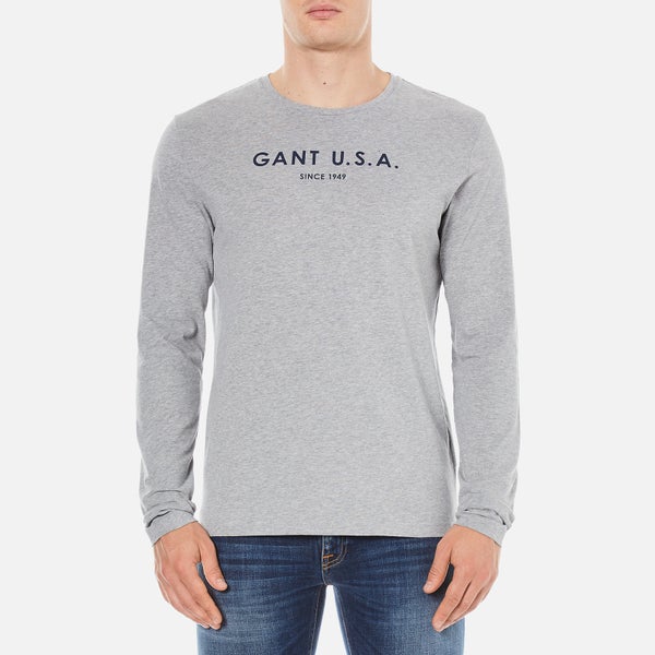 GANT Men's USA Long Sleeve T-Shirt - Grey Melange