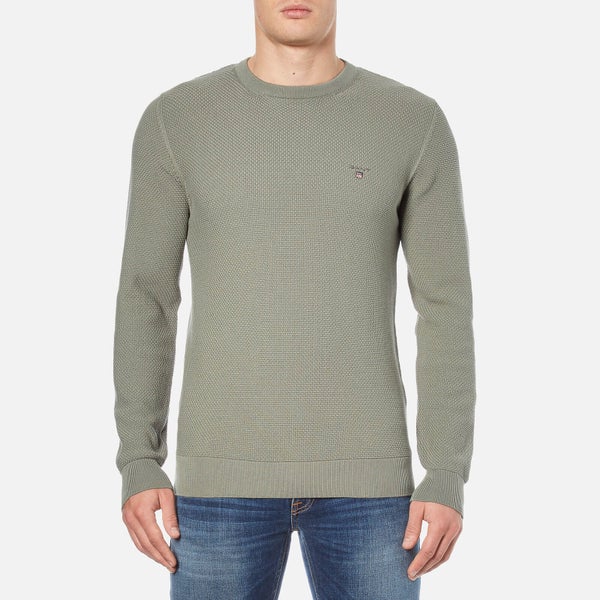 GANT Men's Texture Cotton Crew Neck Knitted Jumper - Agave Green