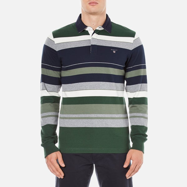 GANT Men's Stripe Heavy Polo Shirt - Pine Green