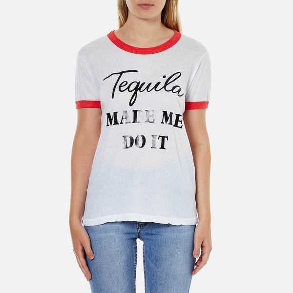 Wildfox Women's Tequila Hour Vintage Ringer T-Shirt - Clean White/Poppy Red