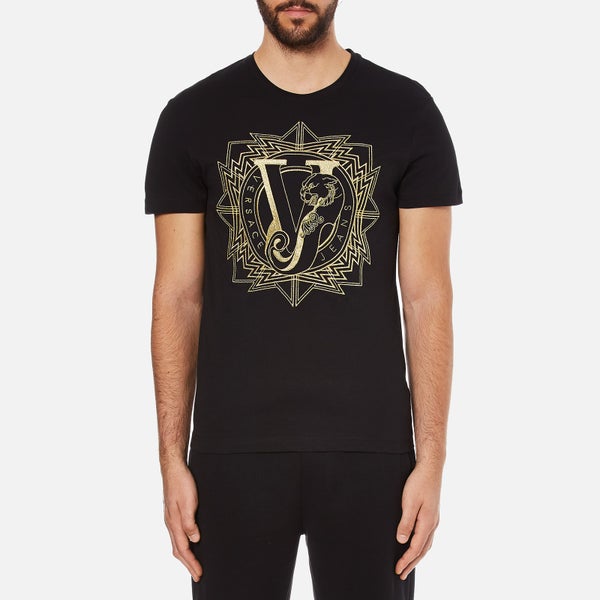 Versace Jeans Men's Embroidered T-Shirt - Black