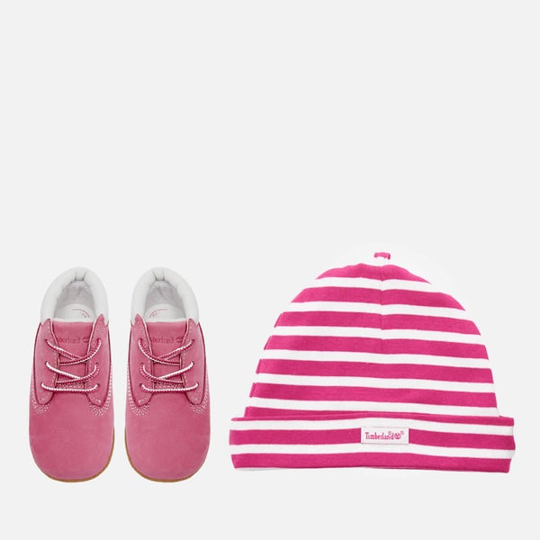 Timberland Babies' Crib Booties with Hat Gift Set - Fuchsia Rose