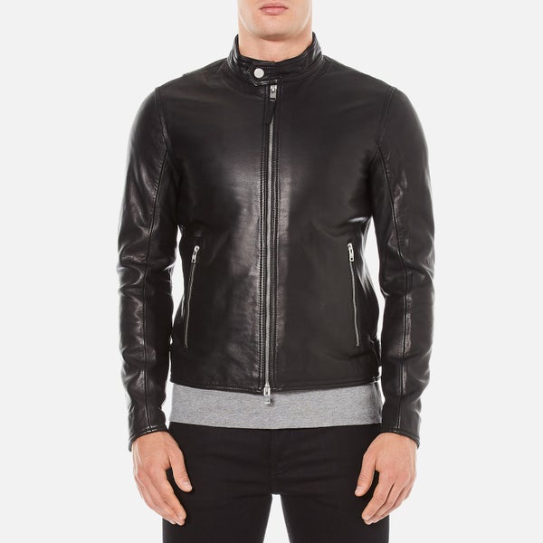 J.Lindeberg Men's Trey Leather Jacket - Black