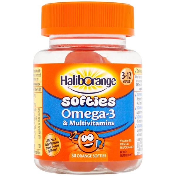 Haliborange Kids Multivitamin & Omega 3 Softies - 30 Orange Fruit Shapes