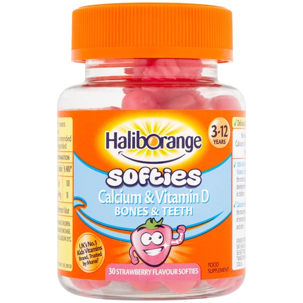 Haliborange Kids Calcium & Vitamin D Softies - 30 Strawberry Fruit Shapes