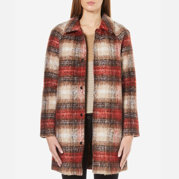 ONLY Women's Terry Checked Wool Coat - Potting Soil