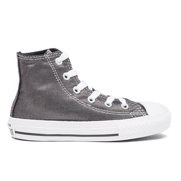 Converse Kids' Chuck Taylor All Star Shimmer Hi-Top Trainers - Silver/Black/White
