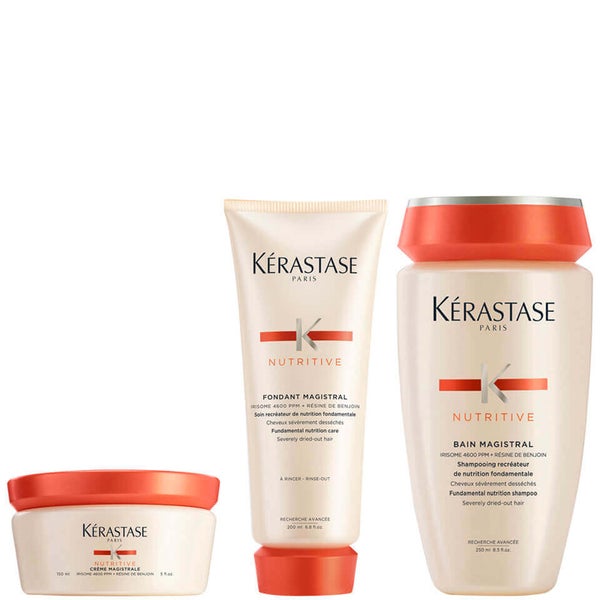 Kérastase Nutritive -setti: Magistral -hoitoaine 200ml ja Magistral -shampoo 250ml sekä Crème Magistral -hoitovoide 150ml