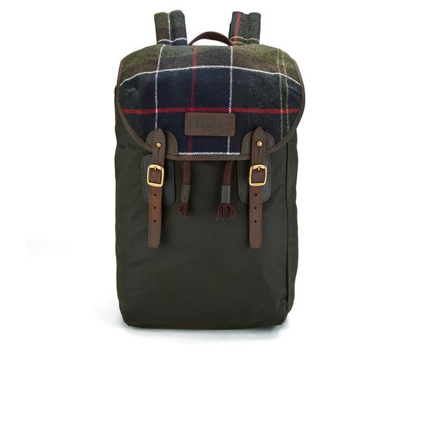 Barbour Men's Tartan and Wax Backpack - Olive