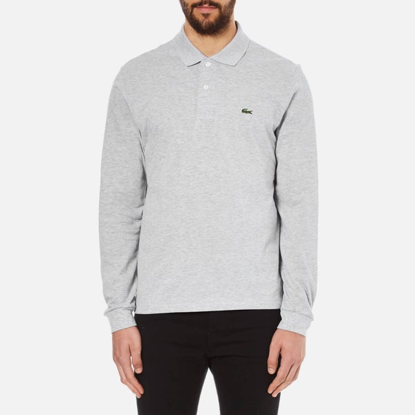 Lacoste Men's Long Sleeve Marl Polo Shirt - Silver Chine