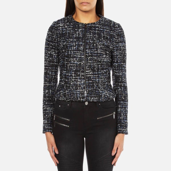 Karl Lagerfeld Women's Sparkle Boucle Jacket with Zip - Total Eclipse