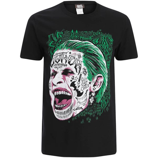 DC Comics Men's Suicide Squad Joker Head T-Shirt - Black