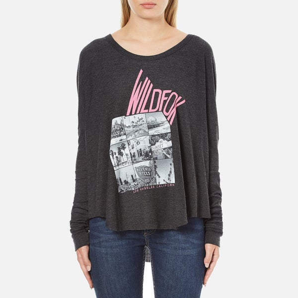 Wildfox Women's Wildfox Ca Perry Thermal Long Sleeve Top - Clean Black