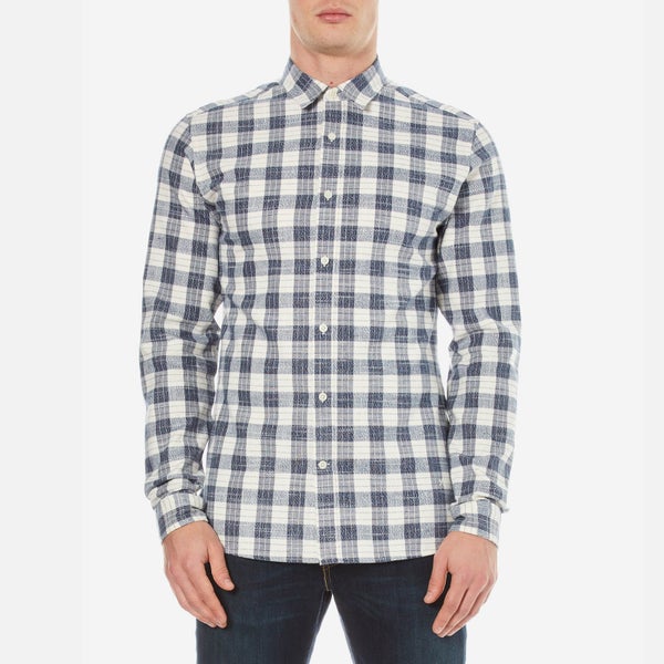 Selected Homme Men's Axel Long Sleeve Shirt - Blueberry/White Check