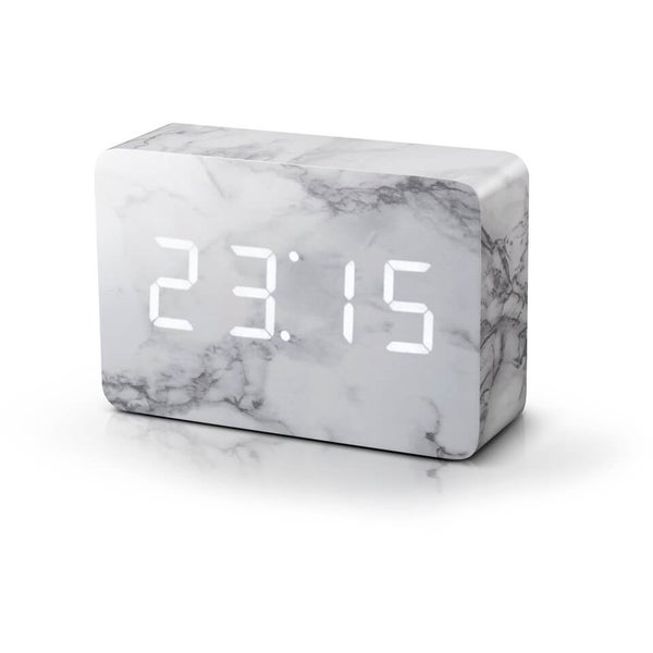 Gingko Brick Marble Click LED Clock - White