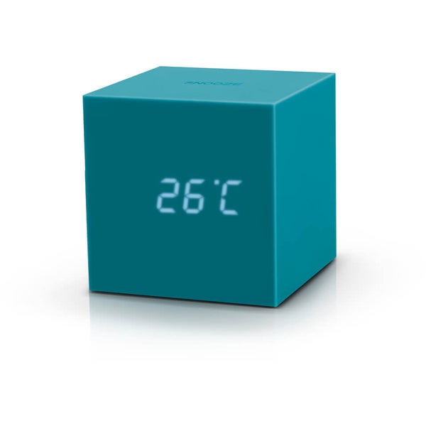 Gingko Gravity Click Clock Réveil Cube - Bleu Canard