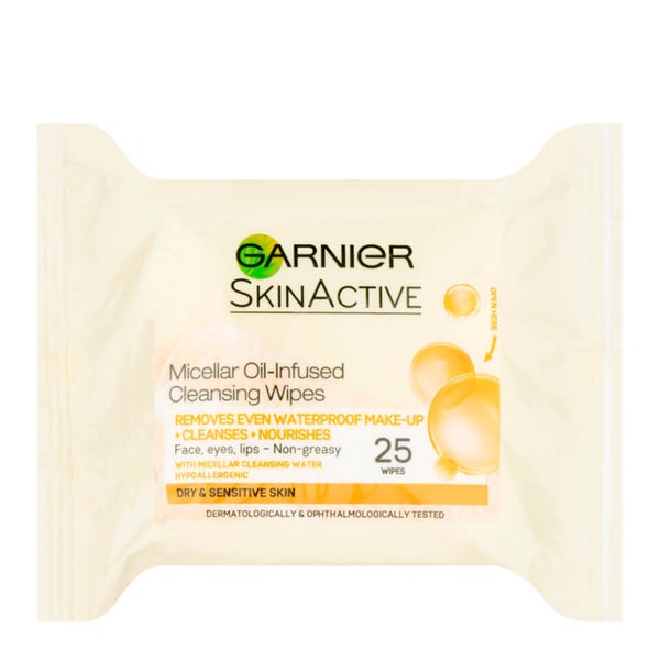 Garnier Micellar Oil-Infused Wipes Chusteczki nasączone olejkiem i płynem micelarnym