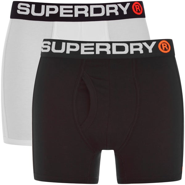 Superdry Men's Monochrome Double Pack Boxers - Optic/Black