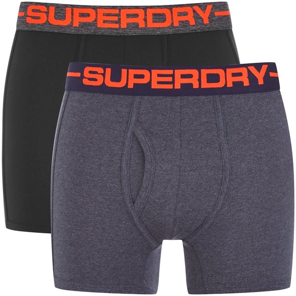 Superdry Men's Sport Double Pack Boxers - Navy Grindle/Total Eclipse