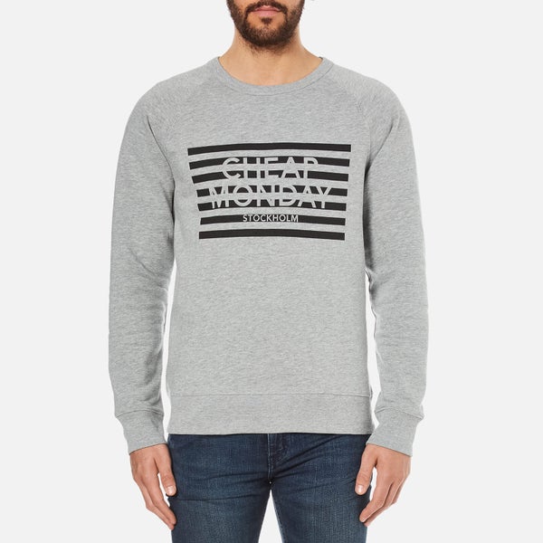 Cheap Monday Men's Rules Striped Logo Sweatshirt - Grey Melange