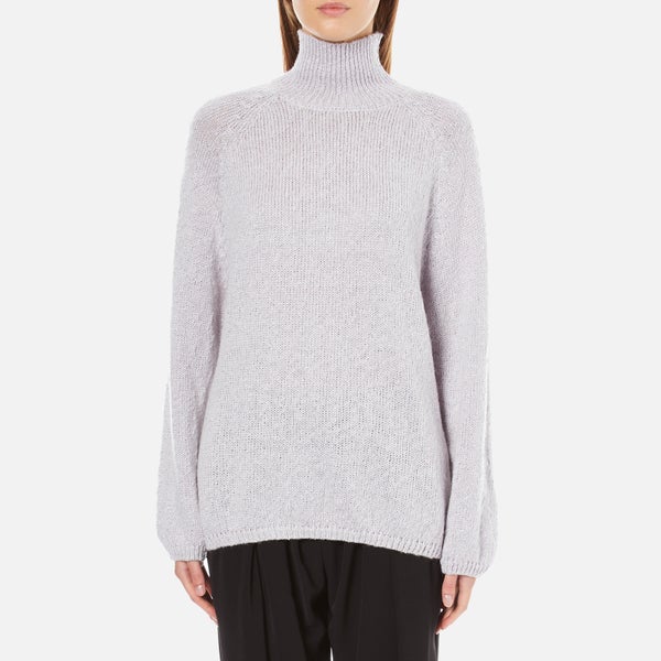 Paisie Women's Turtle Neck Jumper with Bell Sleeves - Lilac