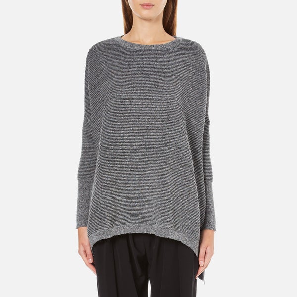 Paisie Women's Ribbed Jumper with Side Splits - Marl Grey