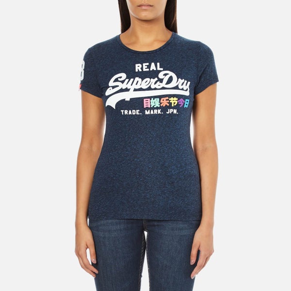 Superdry Women's Vintage Logo Rainbow T-Shirt - Nautical Navy