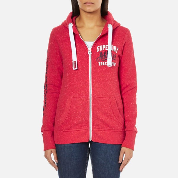 Superdry Women's Track and Field Zip Hoody - Cherry Red Snowy