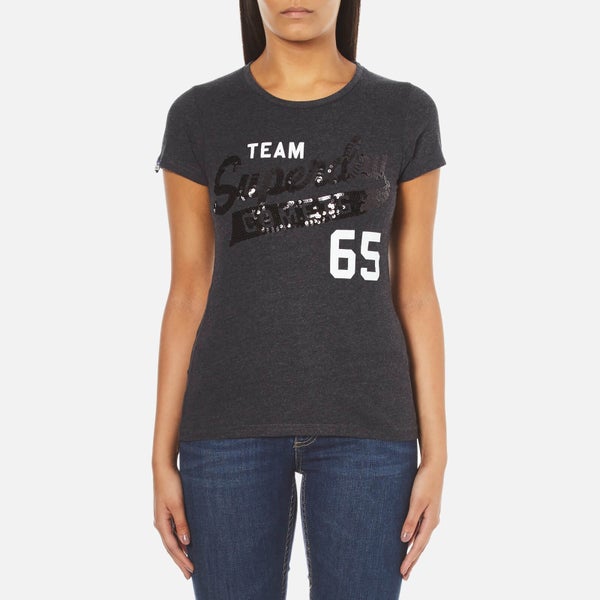 Superdry Women's Sequin Team Comets T-Shirt - Black Marl