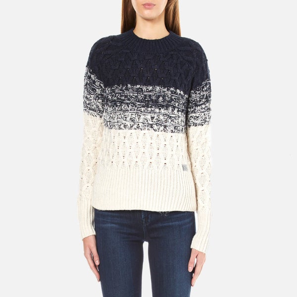 Superdry Women's Ombre Honeycomb Knitted Jumper - Black/Cream