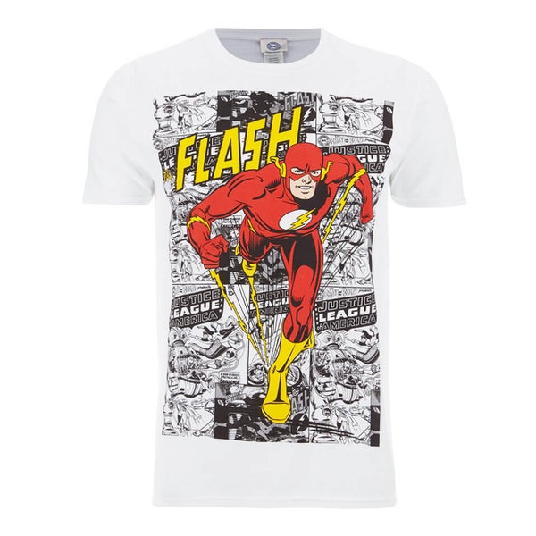DC Comics Herren The Flash Comic Strip T-Shirt - Weiß