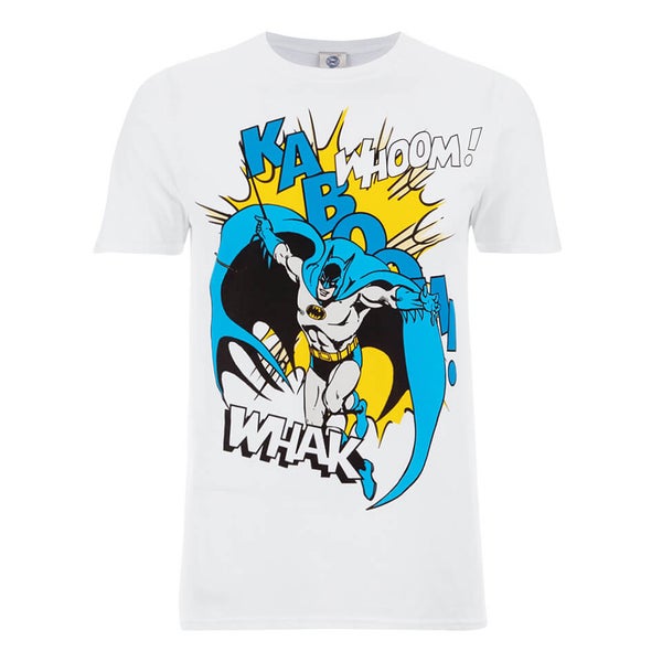 DC Comics Men's Batman Kaboom Whak Woom T-Shirt - White