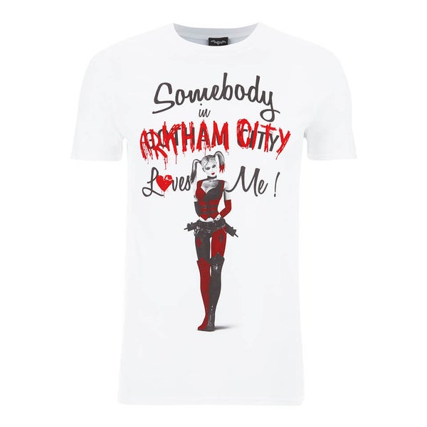 DC Comics Men's Batman Harley Quinn Loves Me T-Shirt - White