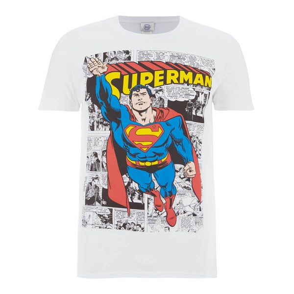DC Comics Men's Superman Comic Strip T-Shirt - Weiß