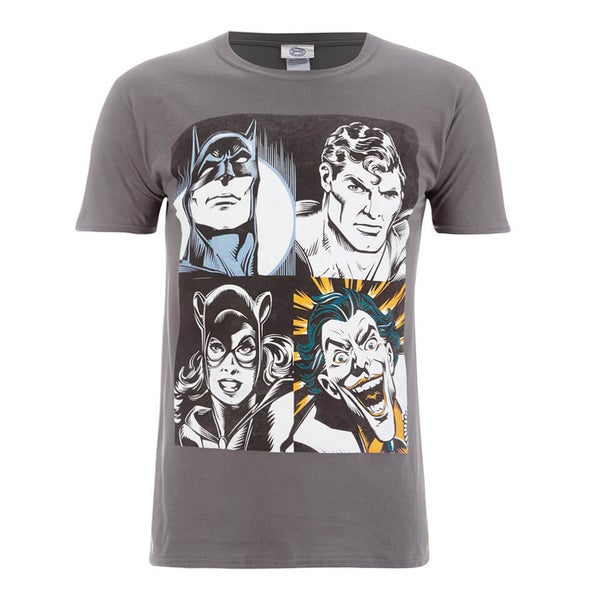 DC Comics Men's Batman Face T-Shirt - Grau