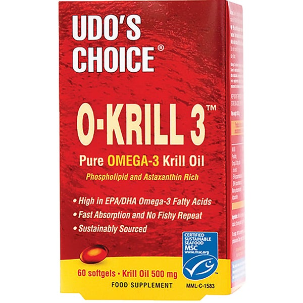 Udo's Choice O-KRILL 3™ Pure Omega-3 Krill Oil - 60 Caps (500mg)