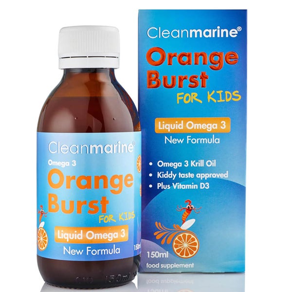Cleanmarine Krill Oil for Kids Orange Burst Liquid Omega 3 -ravintolisäneste lapsille 150ml