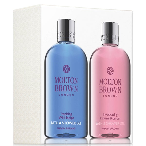 Molton Brown Inspiring Wild Indigo and Intoxicating Davana Blossom Bath and Shower Gel Set 2 x 300ml (Worth £40.00)