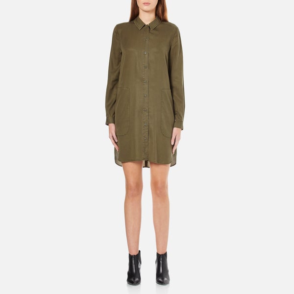 French Connection Women's Military Tencel Shirt Dress - Olive Night